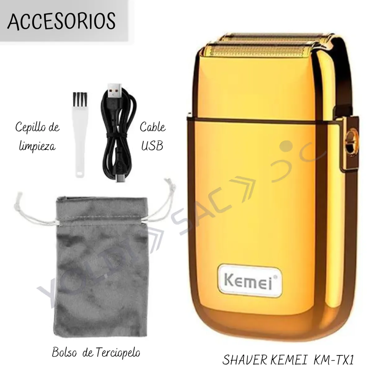 GENERICO - Afeitadora Shaver Kemei Recargable Dorado KM-TX1