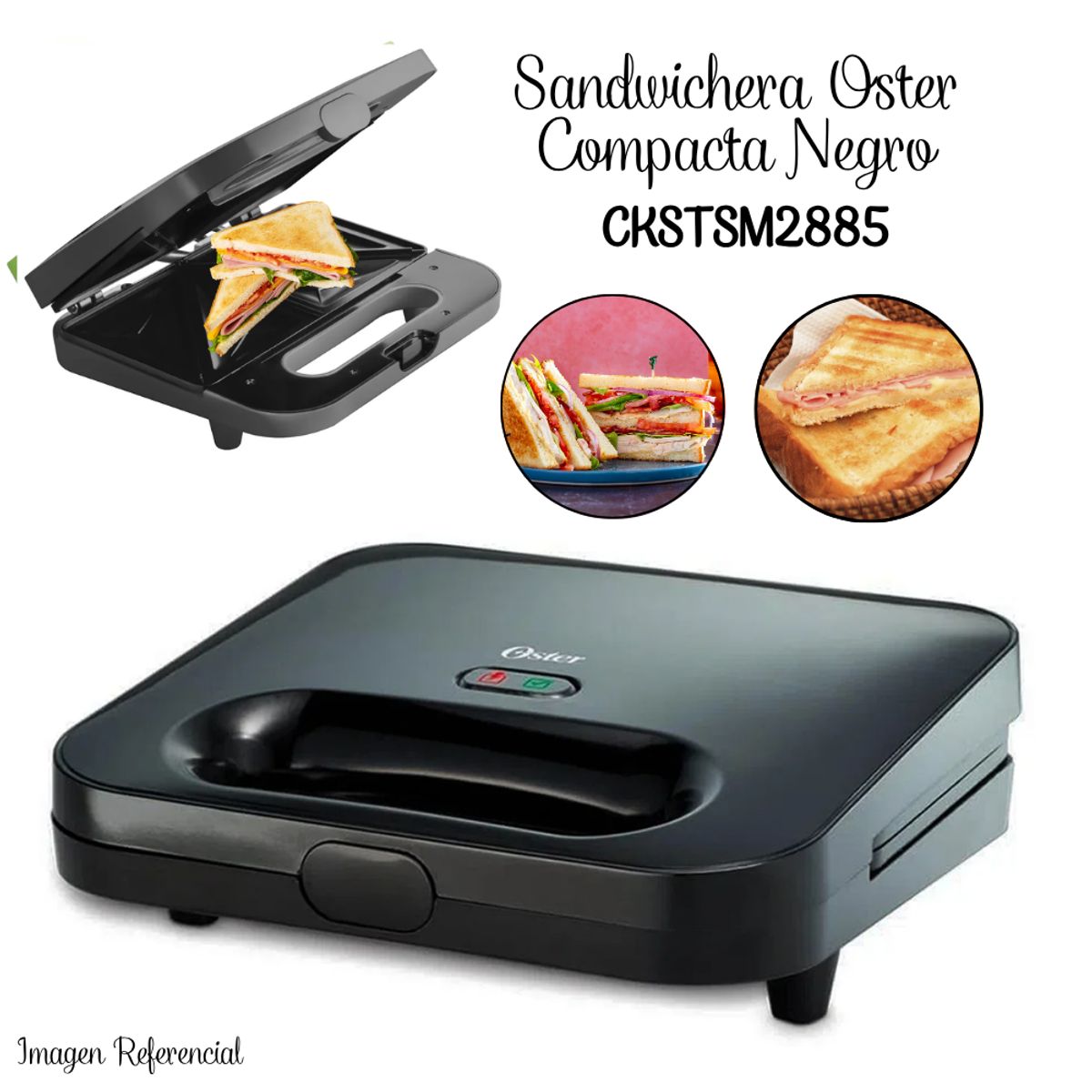 OSTER - Sandwichera Maker Oster Compacta - Negro