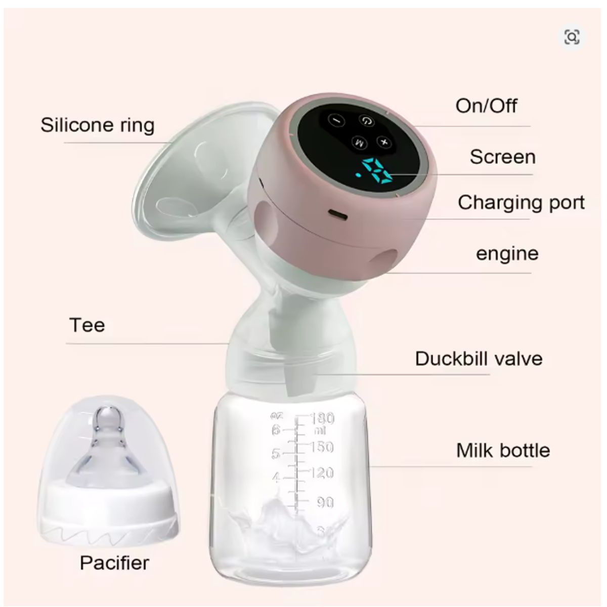 GENERICO - EXTRACTOR DE LECHE MATERNA INALAMBRICO PANTALLA LED