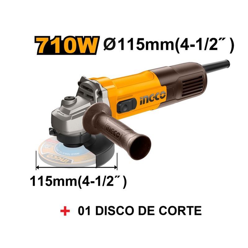 INGCO TOOLS - Amoladora Angular 710W 4 1/2 INGCO AG7118