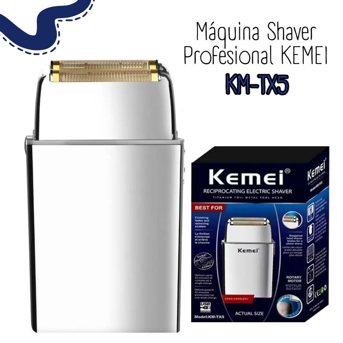 KEMEI - Afeitadora Shaver Kemei Recargable KM-TX5