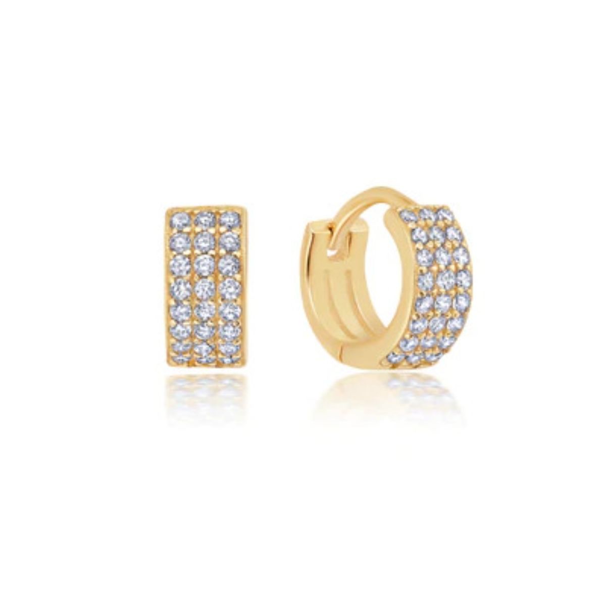 CRISLU - Aretes de Argolla Pequeñas con Pavé Huggie Hoops - C de CRISLU