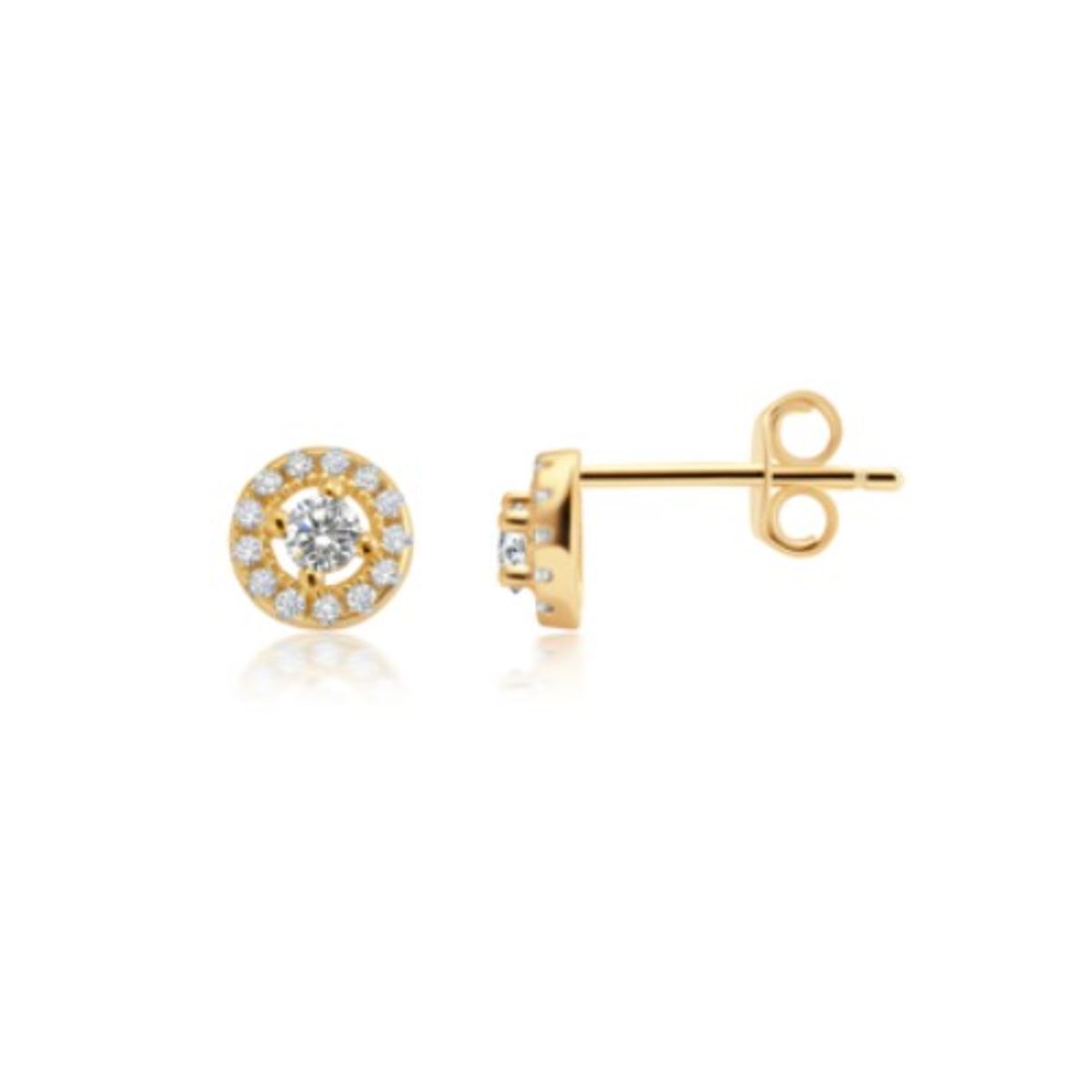 CRISLU - Aretes con brillante pequeño y circulo pavé - C de CRISLU