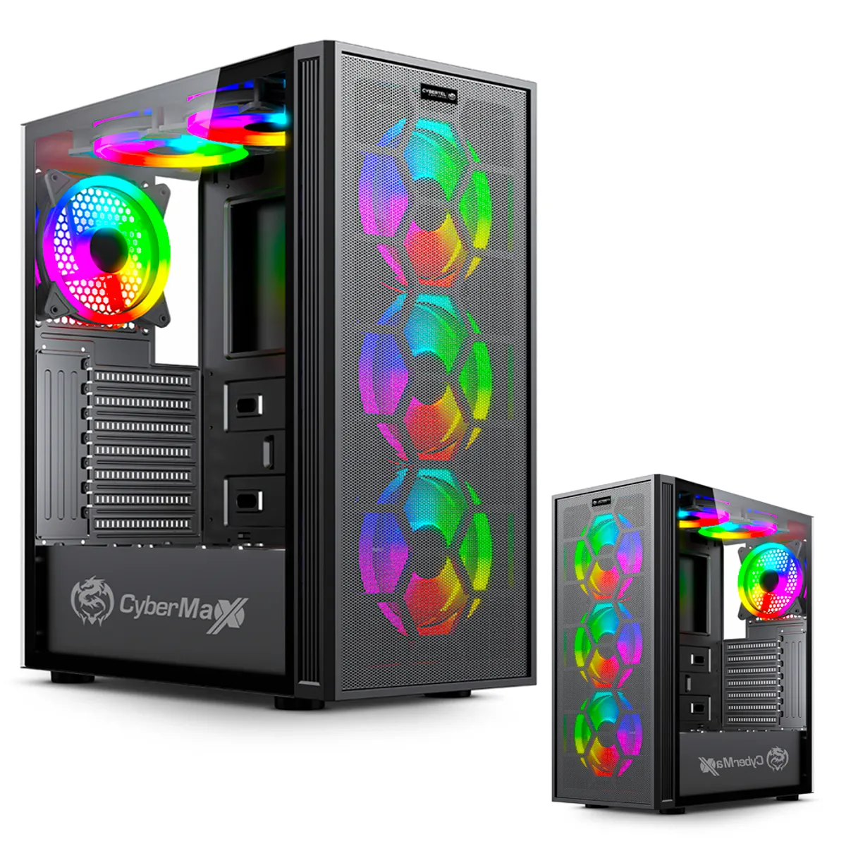 CYBERTEL - Case Cybertel Explorer CBX 5006 con 6 Cooler Doble Ring Usb 3.0 Led Rgb