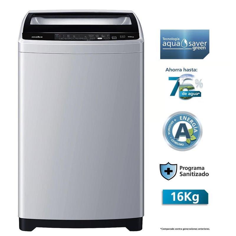 MABE - Lavadora Automática 16 kg Silver Mabe LMAP6115WGBB0