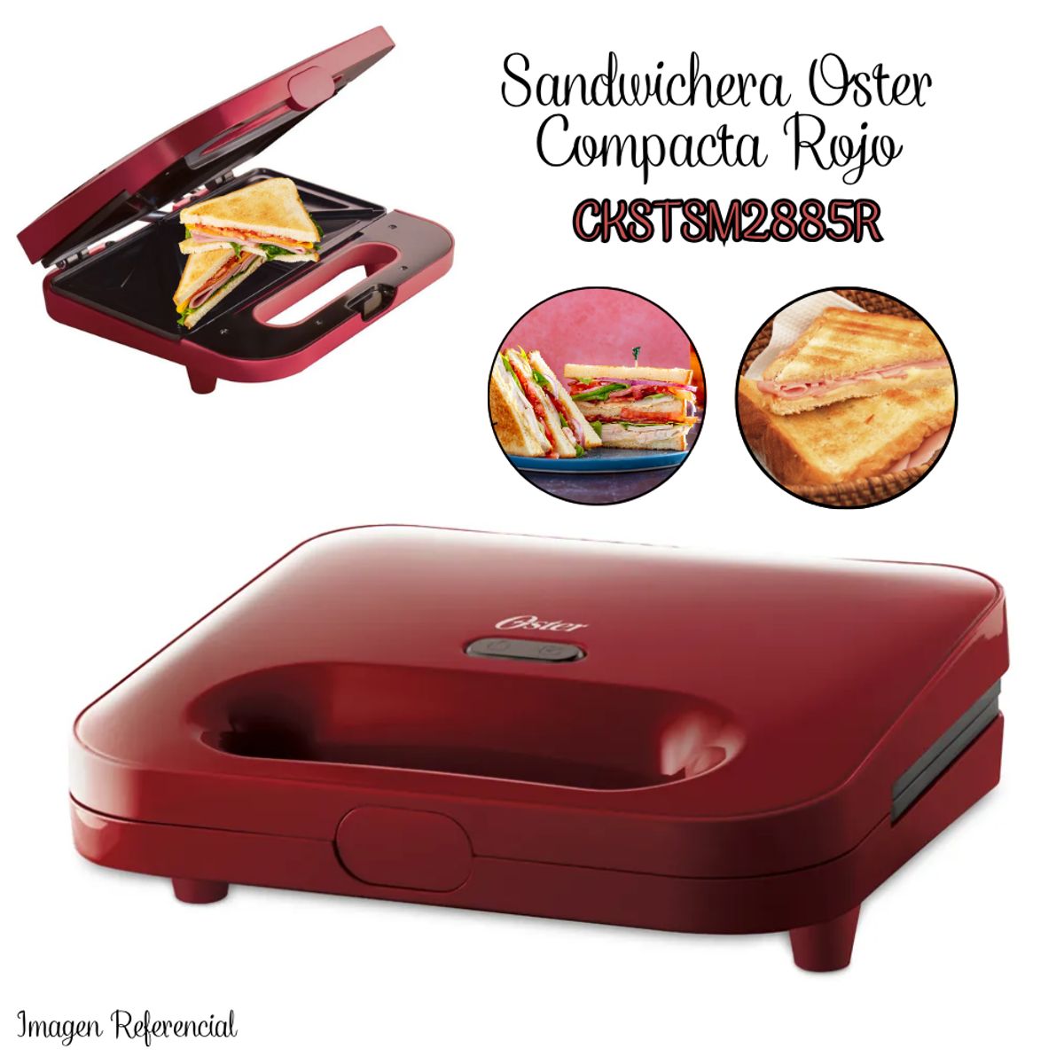OSTER - Sandwichera Maker Oster Compacta - Rojo