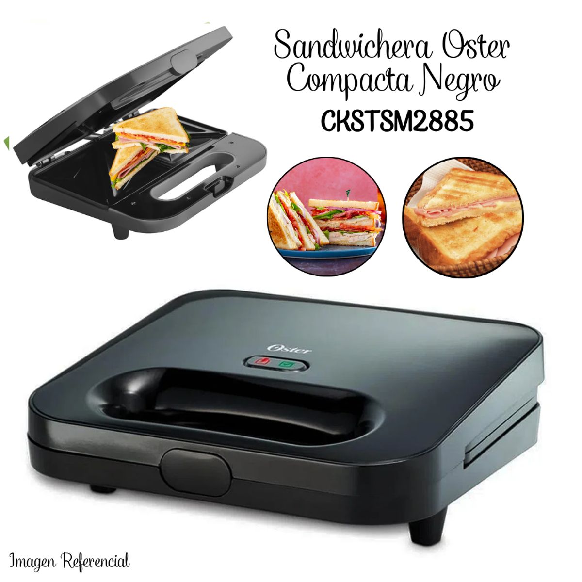 OSTER - Sandwichera Maker Oster Compacta - Negro