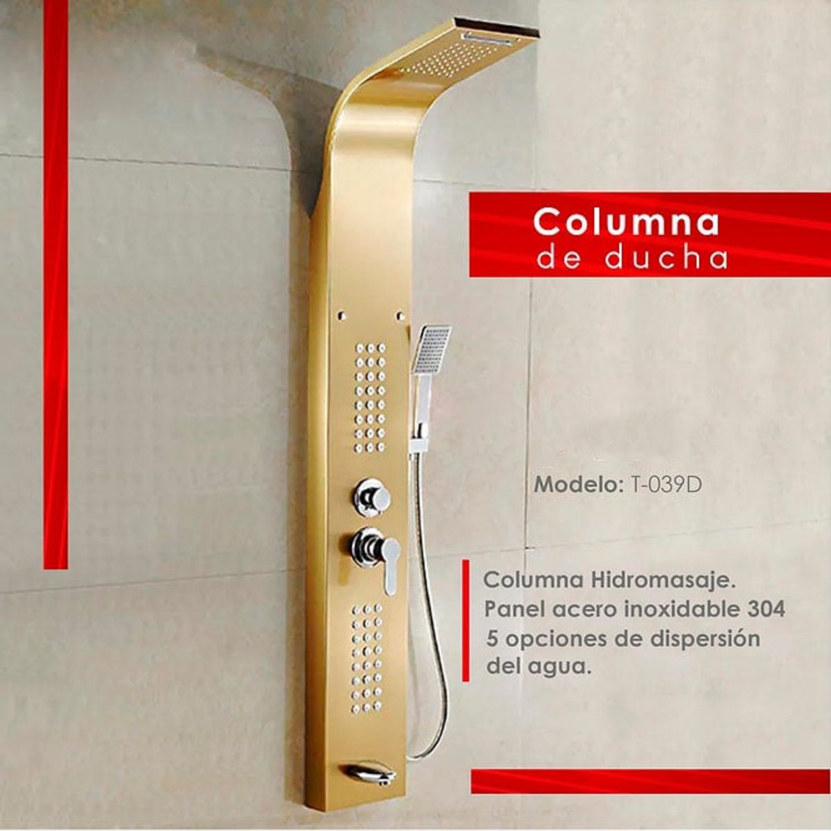 XM - COLUMNA DE DUCHA DORADO T-039D