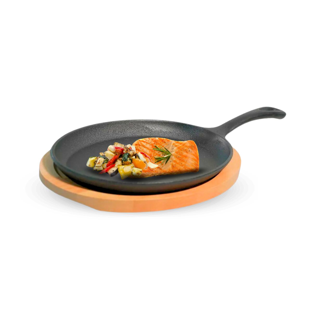 RECORD - Sartén Ovalada Hierro Fundido con base de madera - Record