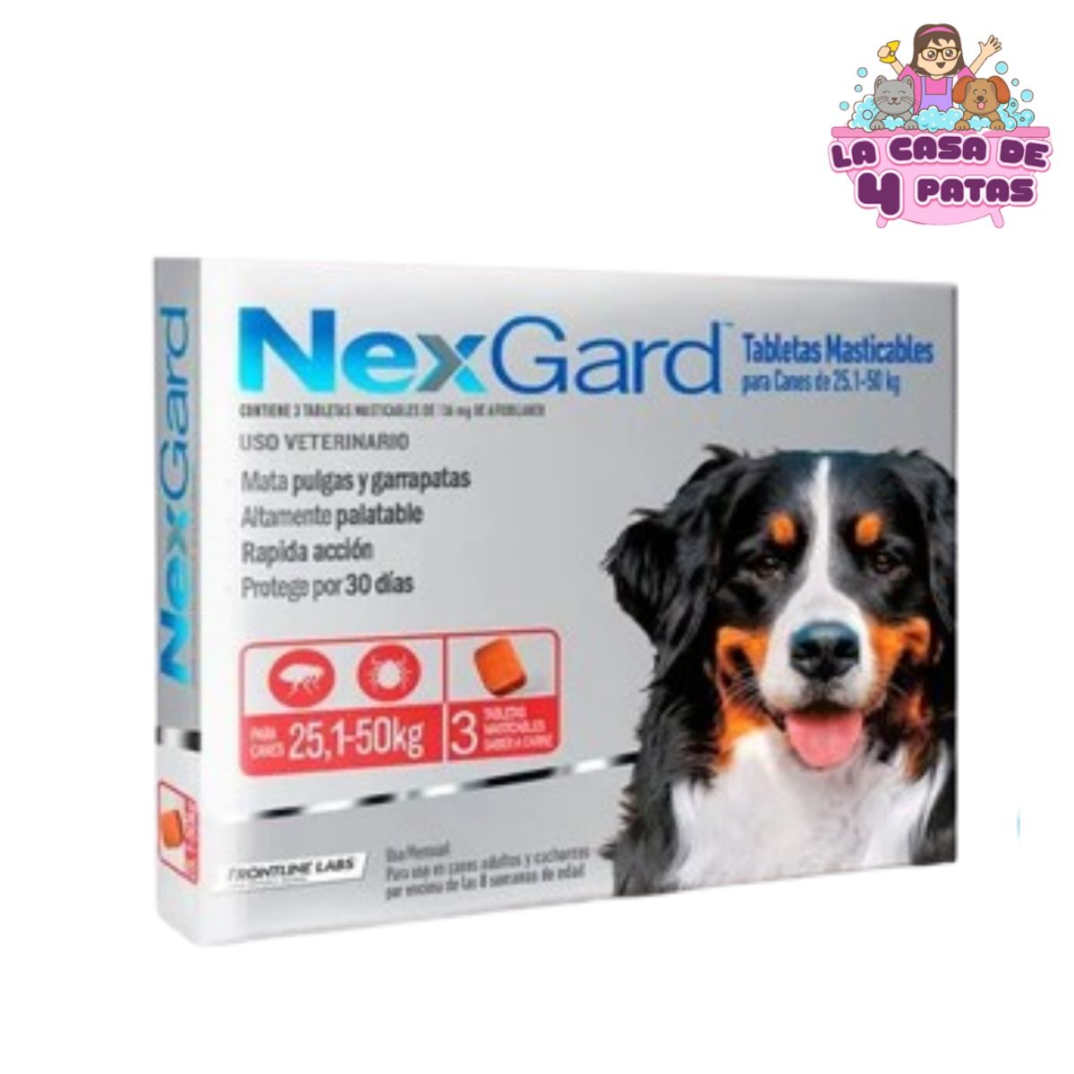 NEXGARD - Antipulgas Nexgard para Perros de 25.1 a 50 kg x 3 tabletas
