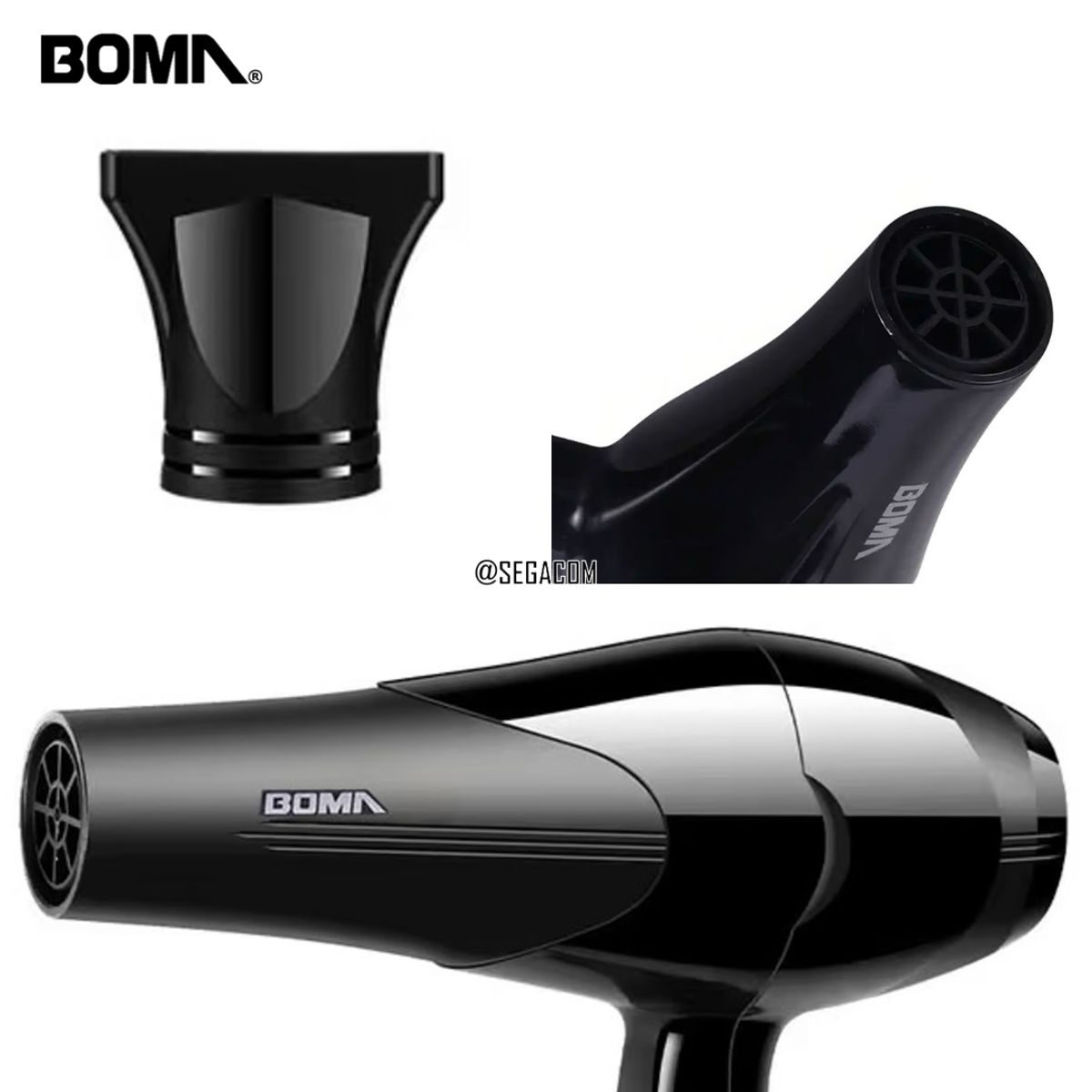 BOMA - Secadora Control Frizz con Difusor 2000w -RULOS- Black