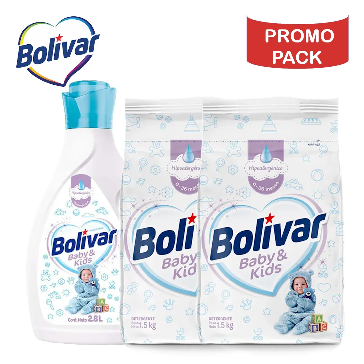 BOLIVAR - Detergente 3 KG + Suavizante 2.8 LT Baby BOLIVAR PROMO PACK
