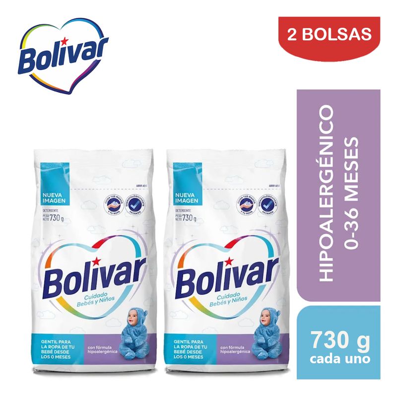 BOLIVAR - Detergente en polvo 730gr Baby & Kids BOLIVAR Pack 2 bolsas