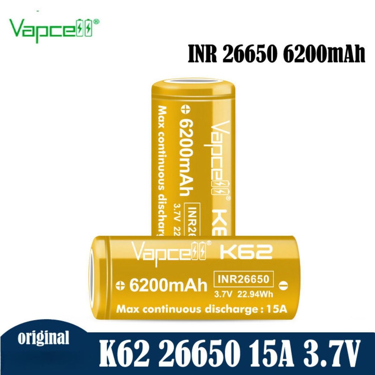 GENERICO - Batería de Litio Recargable INR 26650 – 6200mAh, 3.7V, Alta Capacidad