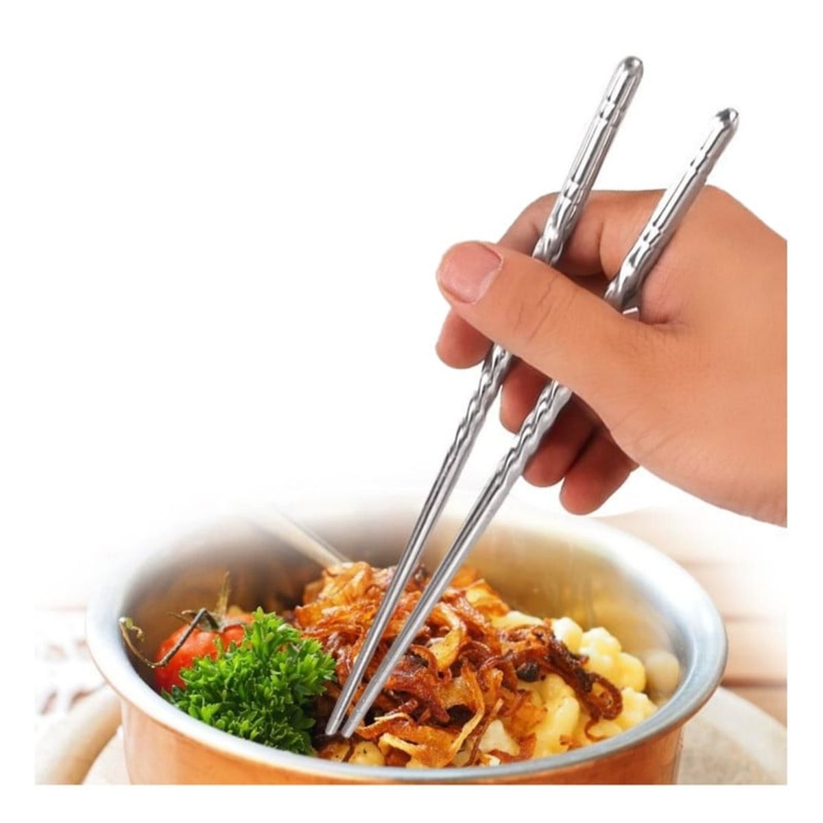 GENERICO - Palillos Coreano Metal 10par Rui Da