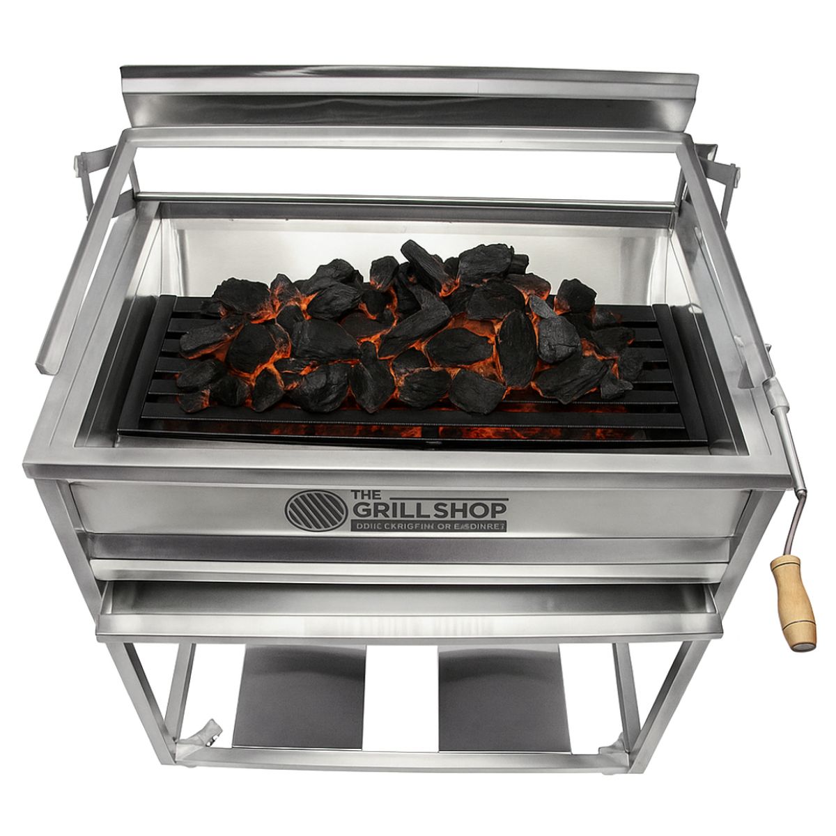 THE GRILL SHOP - Parrilla grande full acero inoxidable Guantes Carbon Cerveza