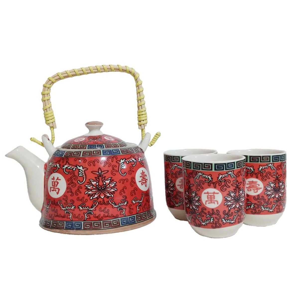 GENERICO - Set Tetera Para Infusion Oriental Con Filtro Flor Ciruelo 7pza