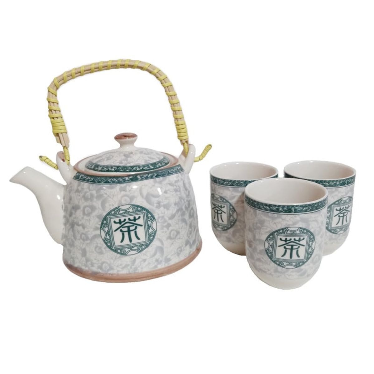 GENERICO - Set Tetera Para Infusion Oriental Con Filtro Flores Letras Te 7pza