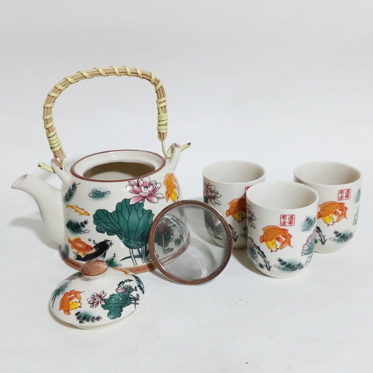 GENERICO - Set Tetera Para Infusion Oriental Con Filtro Fondo Marino 7pza