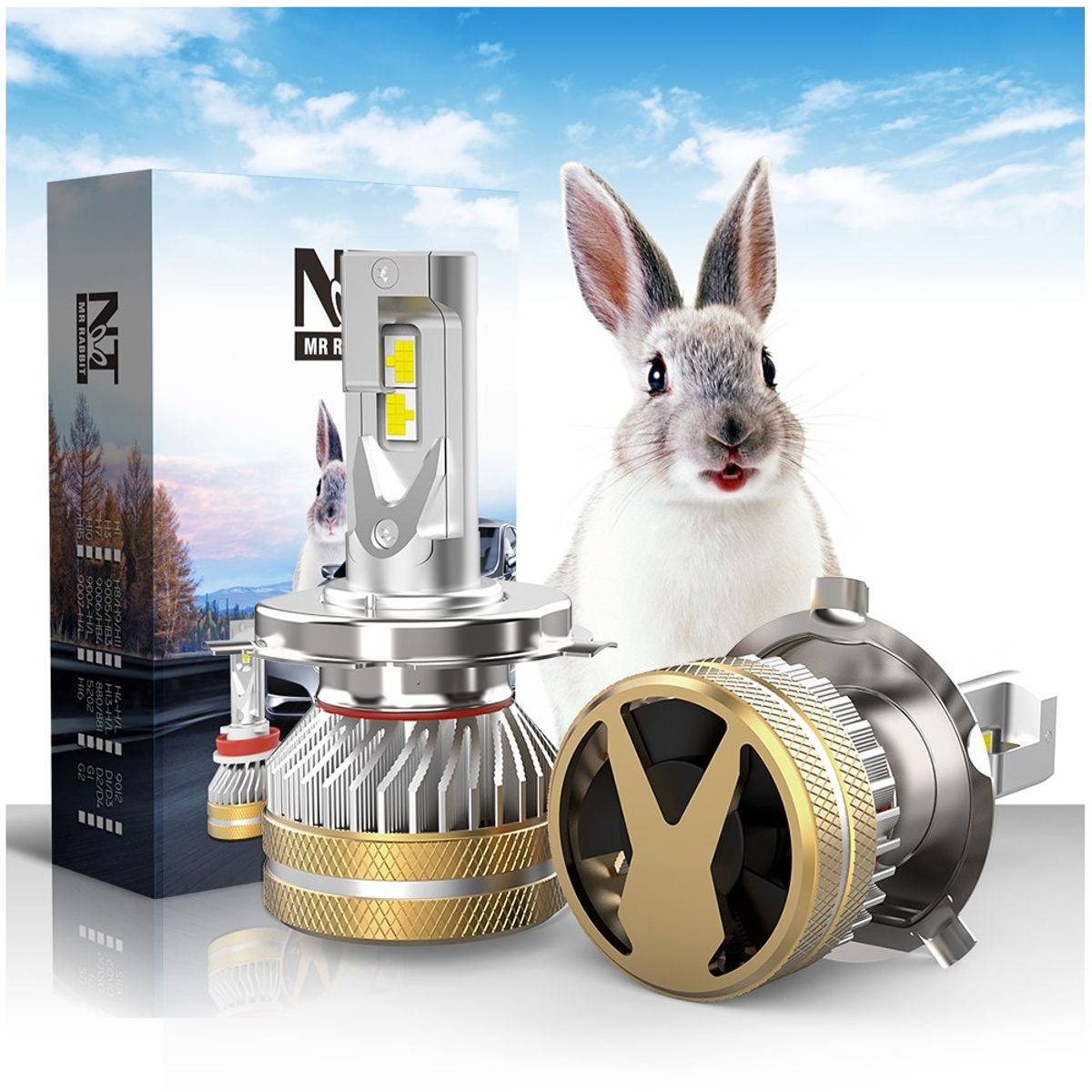 NAOEVO - Kit Focos Led MR Rabbit Original H4 Alta Potencia Auto