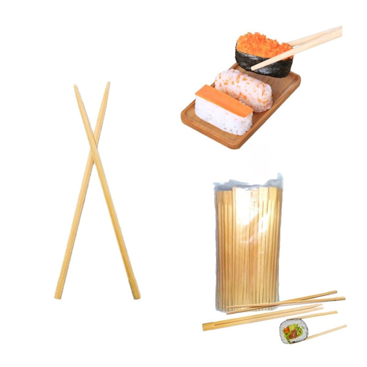 GENERICO - Palillos Japones Bambu Descartable Simple Pack 50par