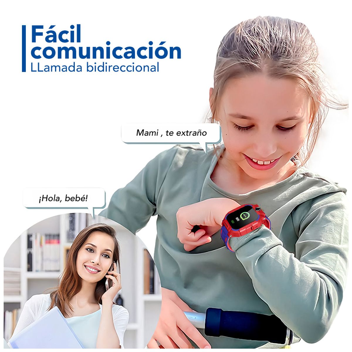 KELLER - Reloj Smartwatch para Niños con GPS Cámara y Tarjeta SIM Rojo DP5