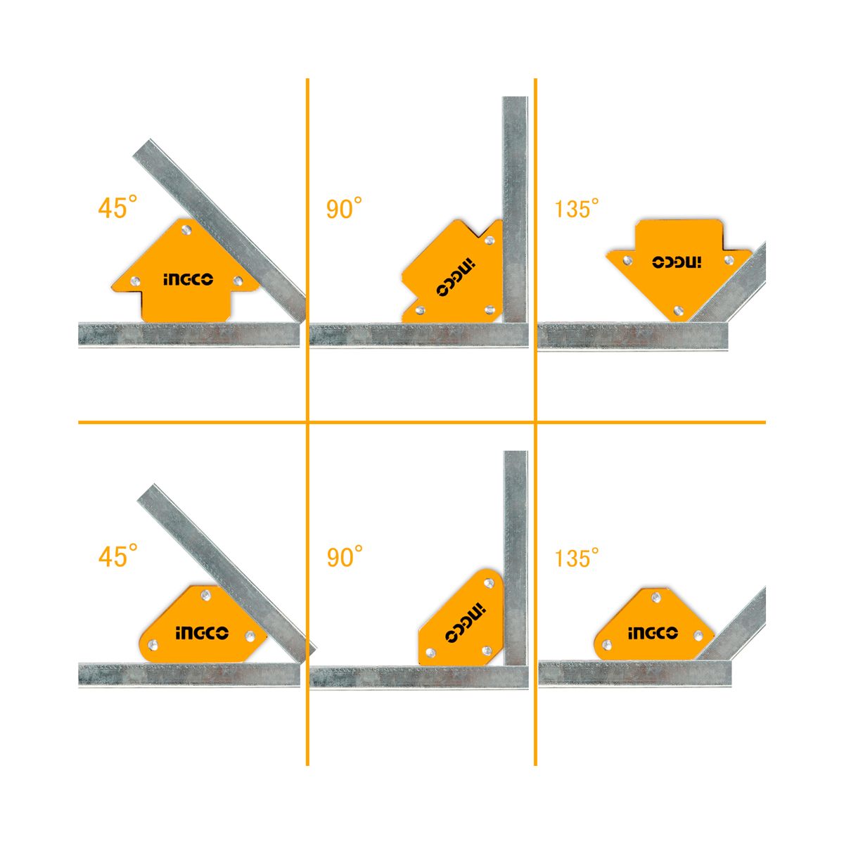 INGCO TOOLS - SET 6 ESCUADRAS MAGNÉTICAS 45° 90° 135° PARA SOLDAR INGCO