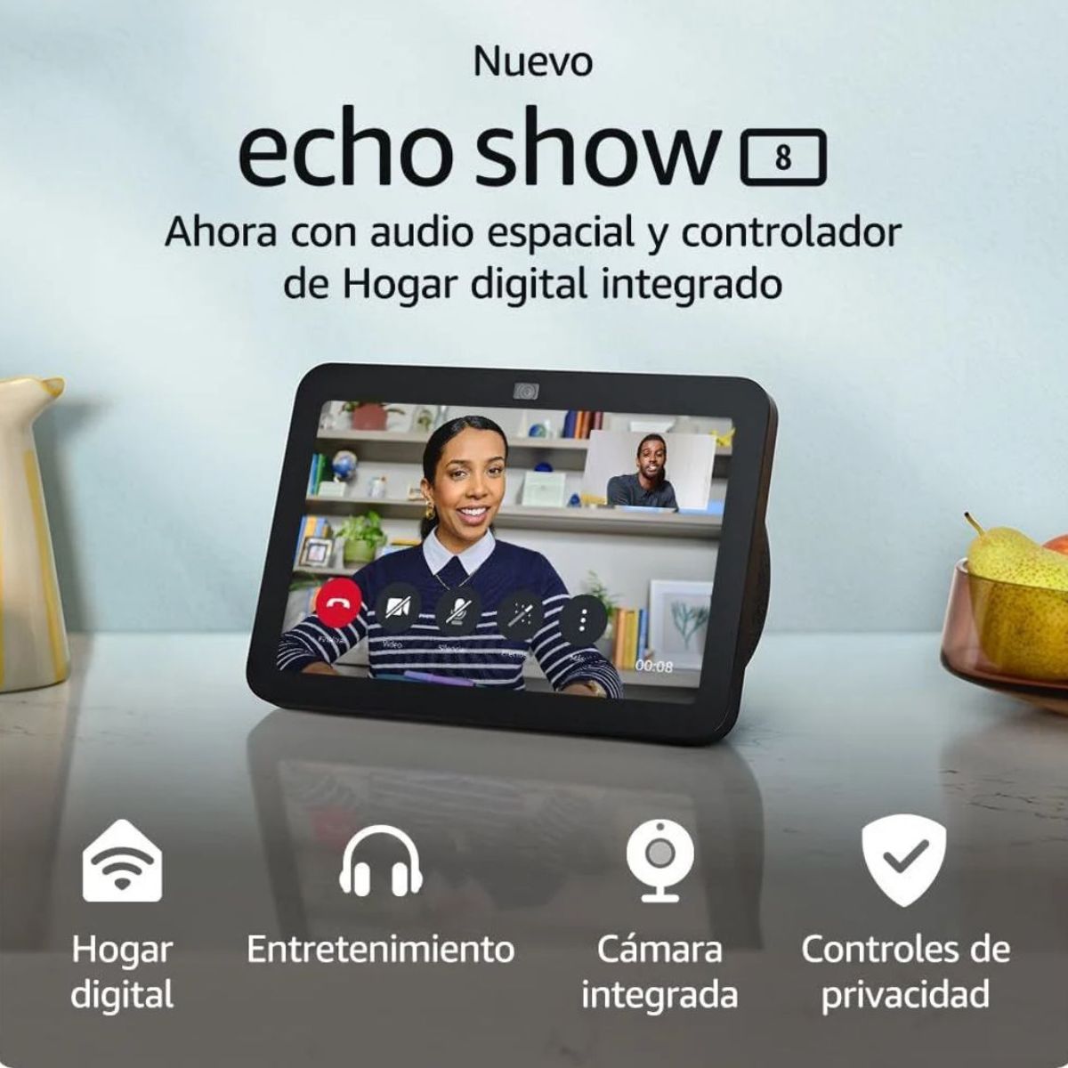 AMAZON - Alexa Echo Show 8 3ra Generacion Pantalla 8 Hd