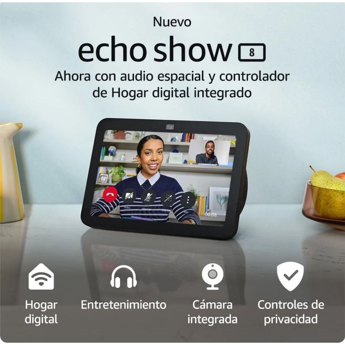 AMAZON - Alexa Echo Show 8 3ra Generacion Pantalla 8 Hd