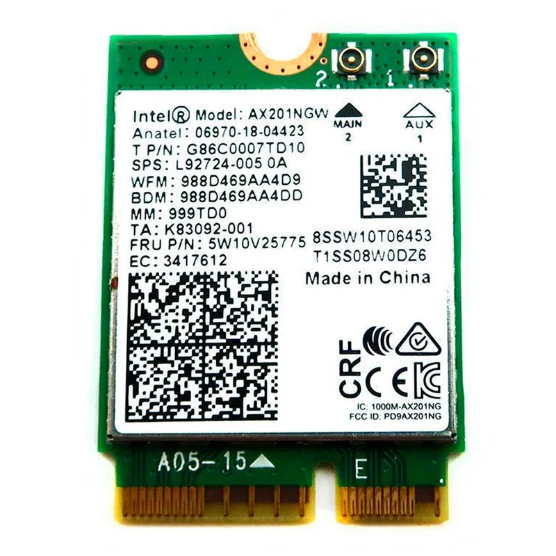 HEWLETT PACKARD - TARJETA DE RED WIFI HP AX201NGW 2.4GBPS BLUETOOTH G8 P/N:G86C0007TD10