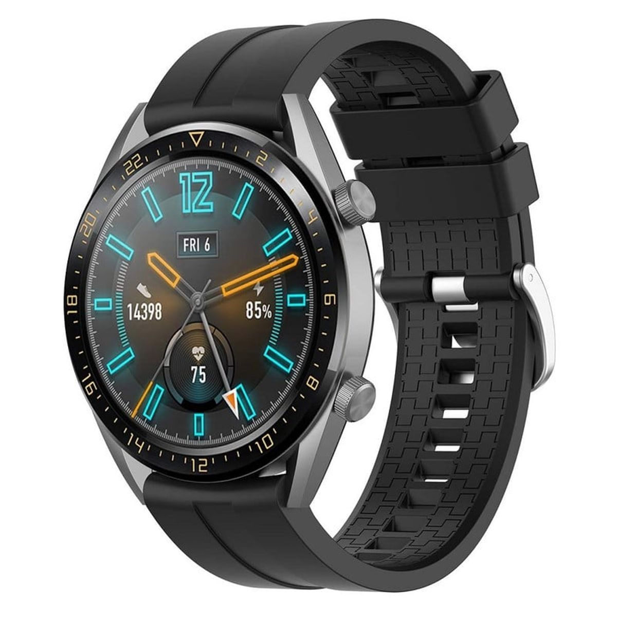 GENERICO - CORREA DE SILICONA PARA HUAWEI GT3 PRO NEGRO