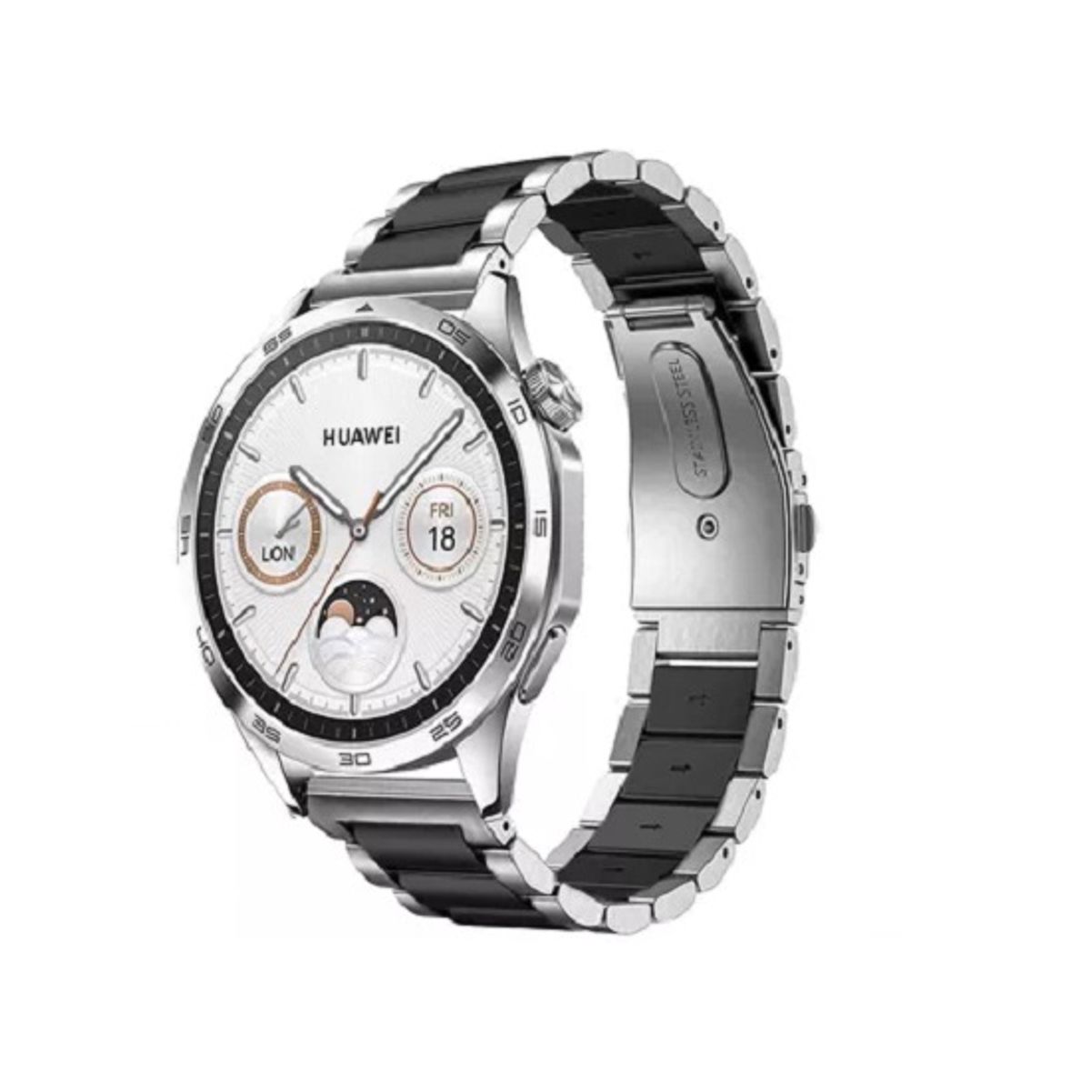 GENERICO - CORREA DE ESLABONES PARA HUAWEI GT4 46MM NEGRO-PLATA