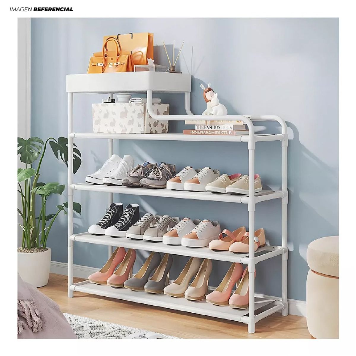IMPORTADO MC - Zapatera Estante Organizador Multiusos 4 Divisiones