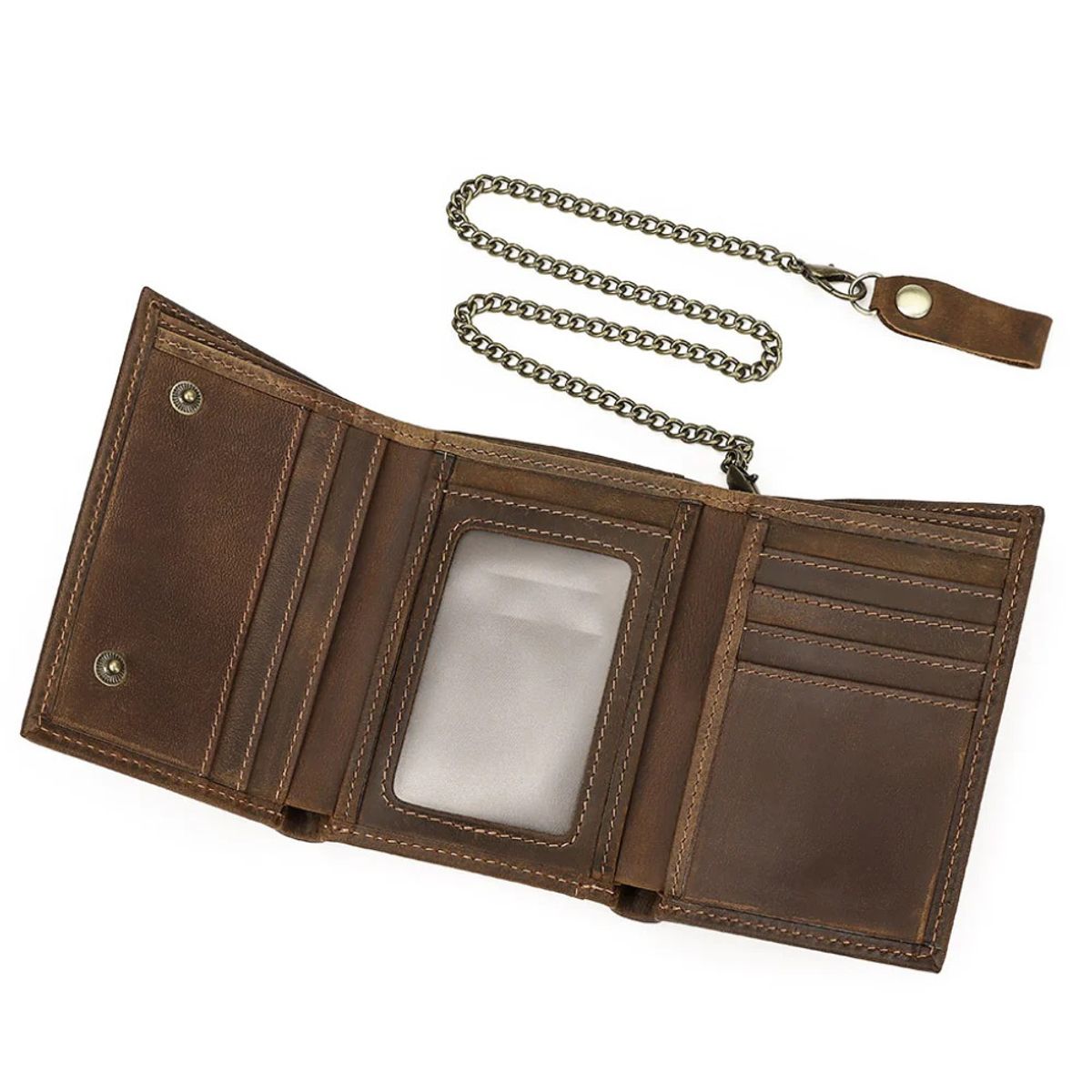 JEEP - Billetera de cuero de 3 cuerpos BP666 con cadena removible