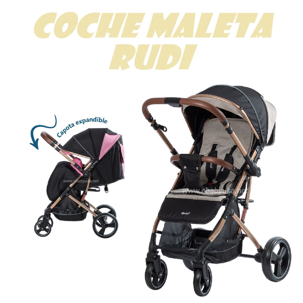 EBABY - Novedoso Coche Maleta Rudi Ebaby -Beige