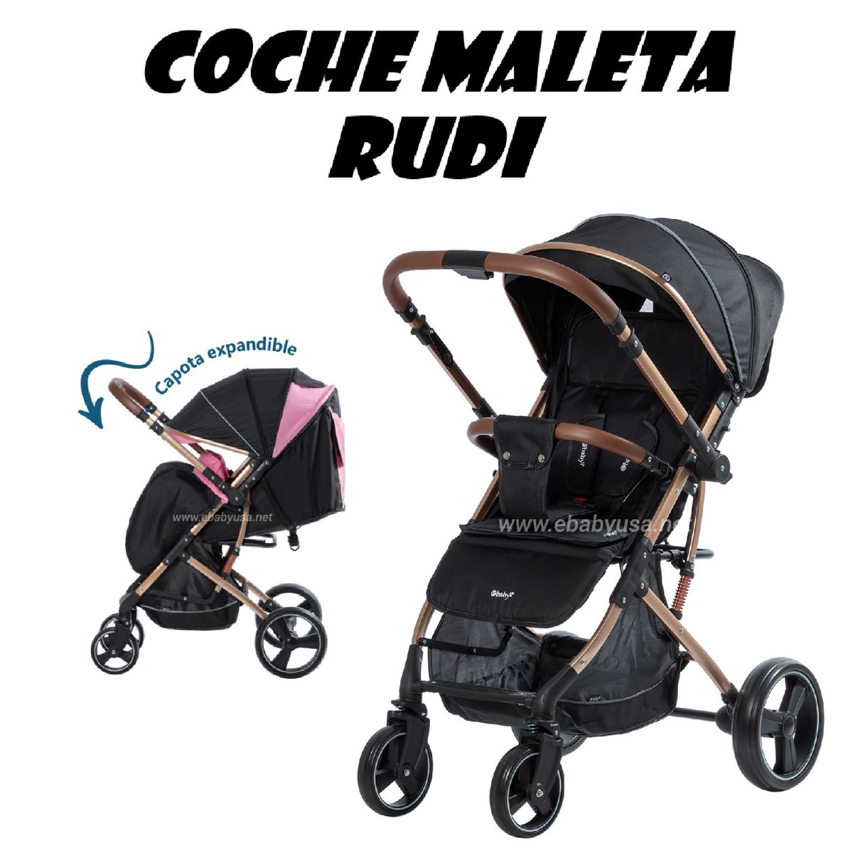 EBABY - Novedoso Coche Maleta Rudi Ebaby -Negro
