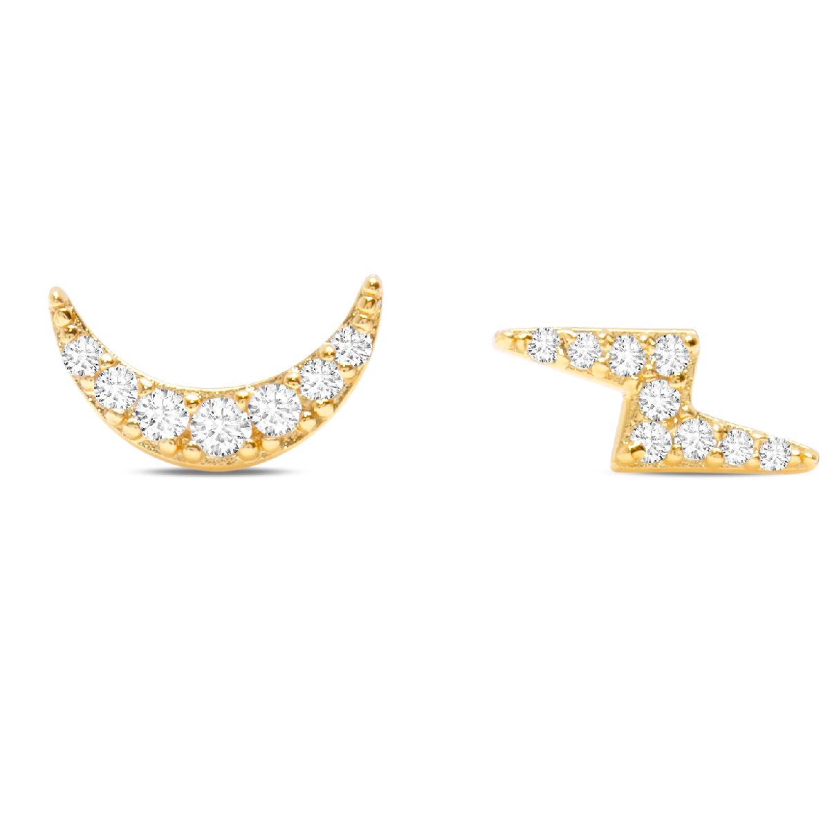 CRISLU - Aretes con forma de Luna y Rayo - C de CRISLU