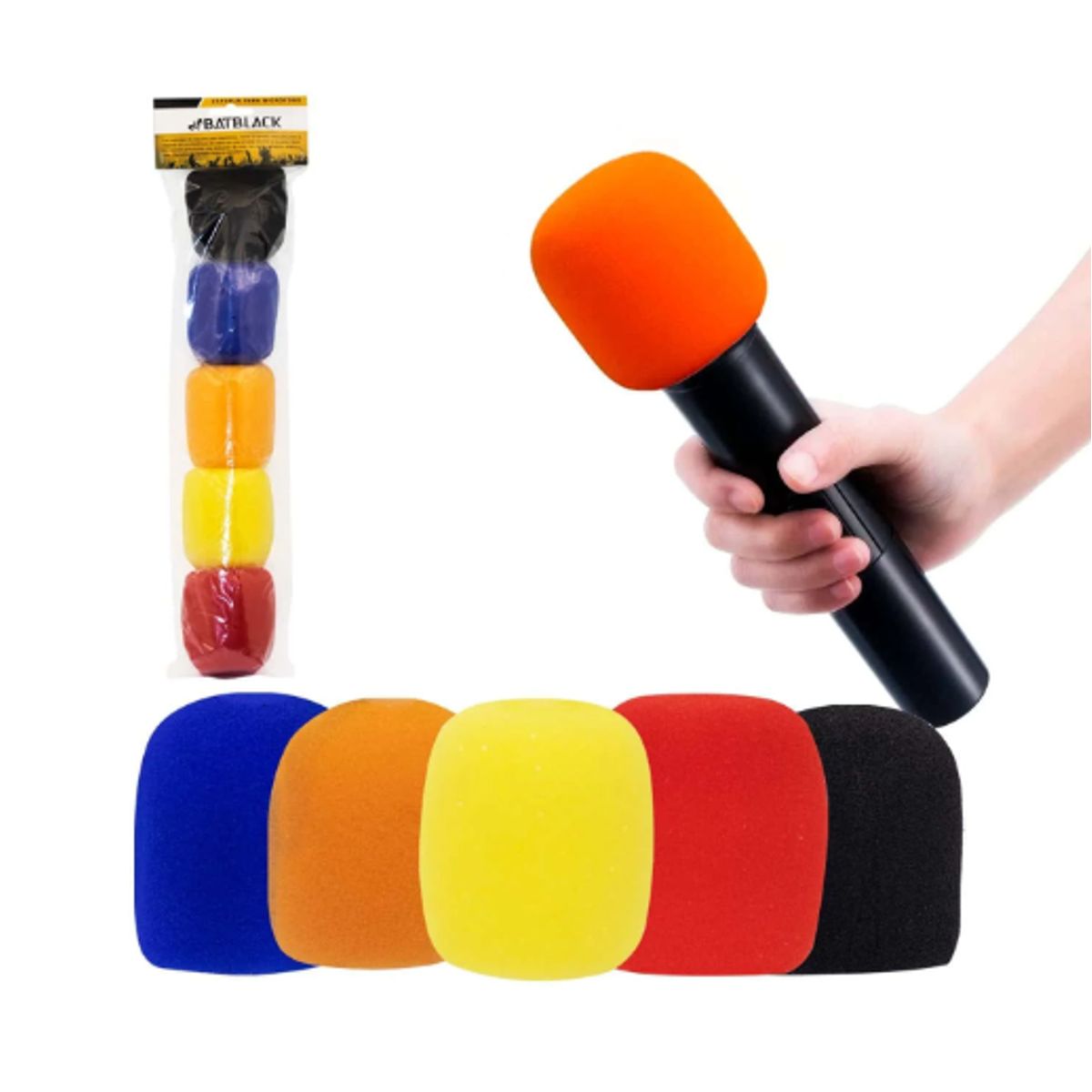 BATBLACK - Esponja para Micrófono de Mano Colores Set 5 und BT-I49-C BATBLACK