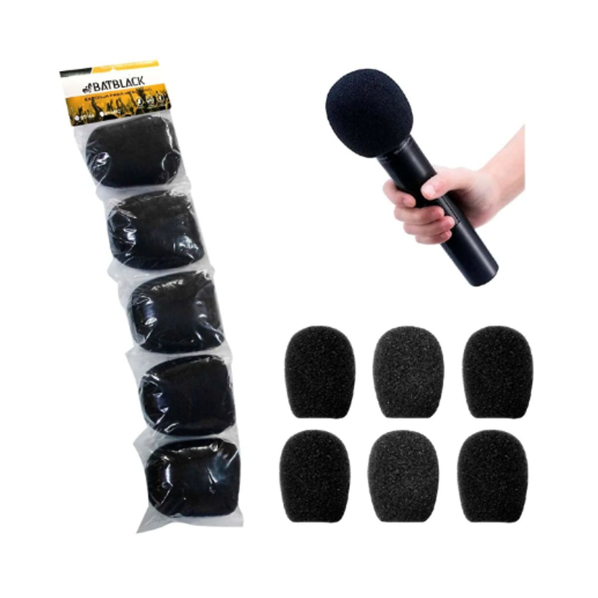 BATBLACK - Esponja para Micrófono de Mano Set 5 und BT-I49 BATBLACK