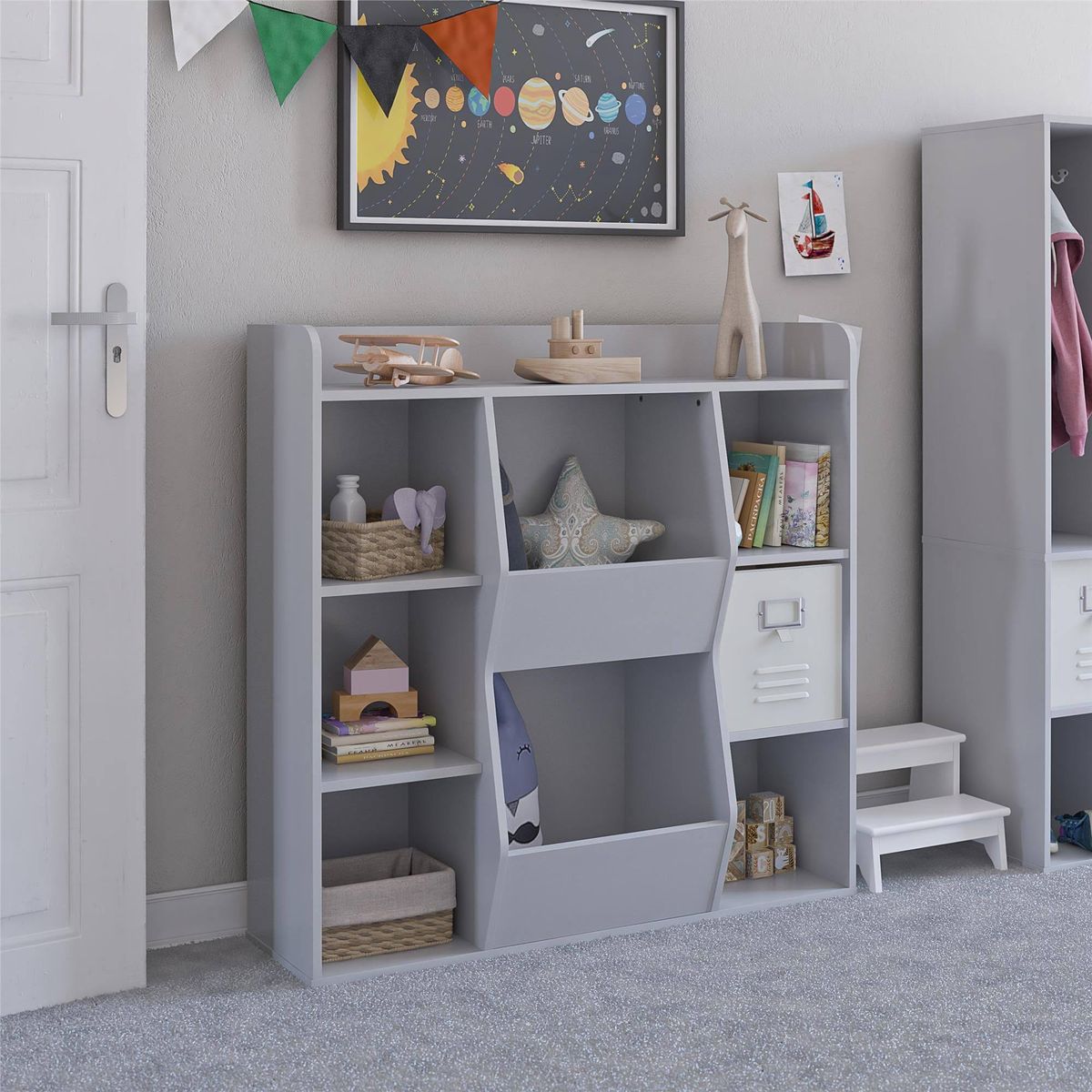 GENERICO - Librero Juguetero Mueble Infantil Lila 3 Niveles Gris - Gaudi