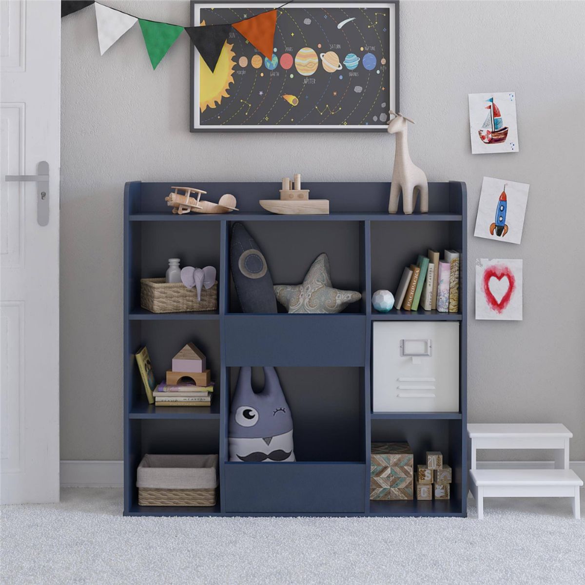 GENERICO - Librero Juguetero Mueble Infantil Lila 3 Niveles Azul - Gaudi