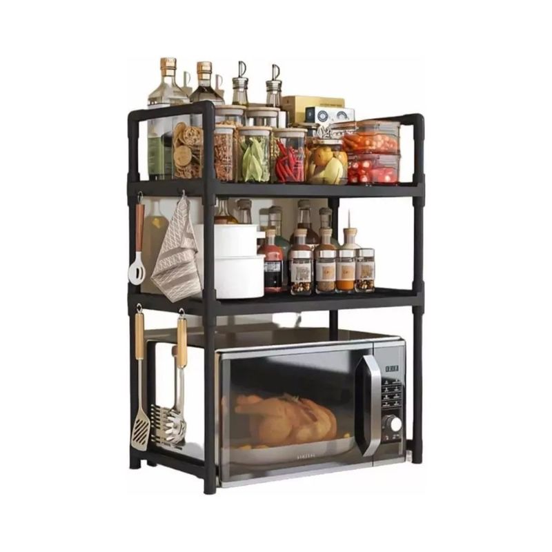 GENERICO - Estante Organizador De Cocina Para Microondas 3 niveles Negro