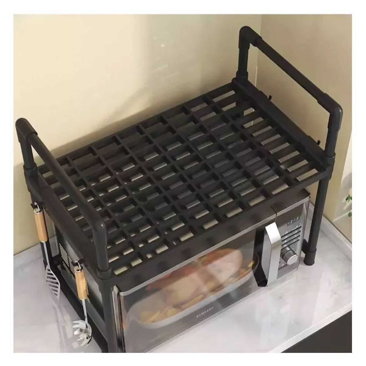 GENERICO - Estante Organizador De Cocina Para Microondas 3 niveles Negro