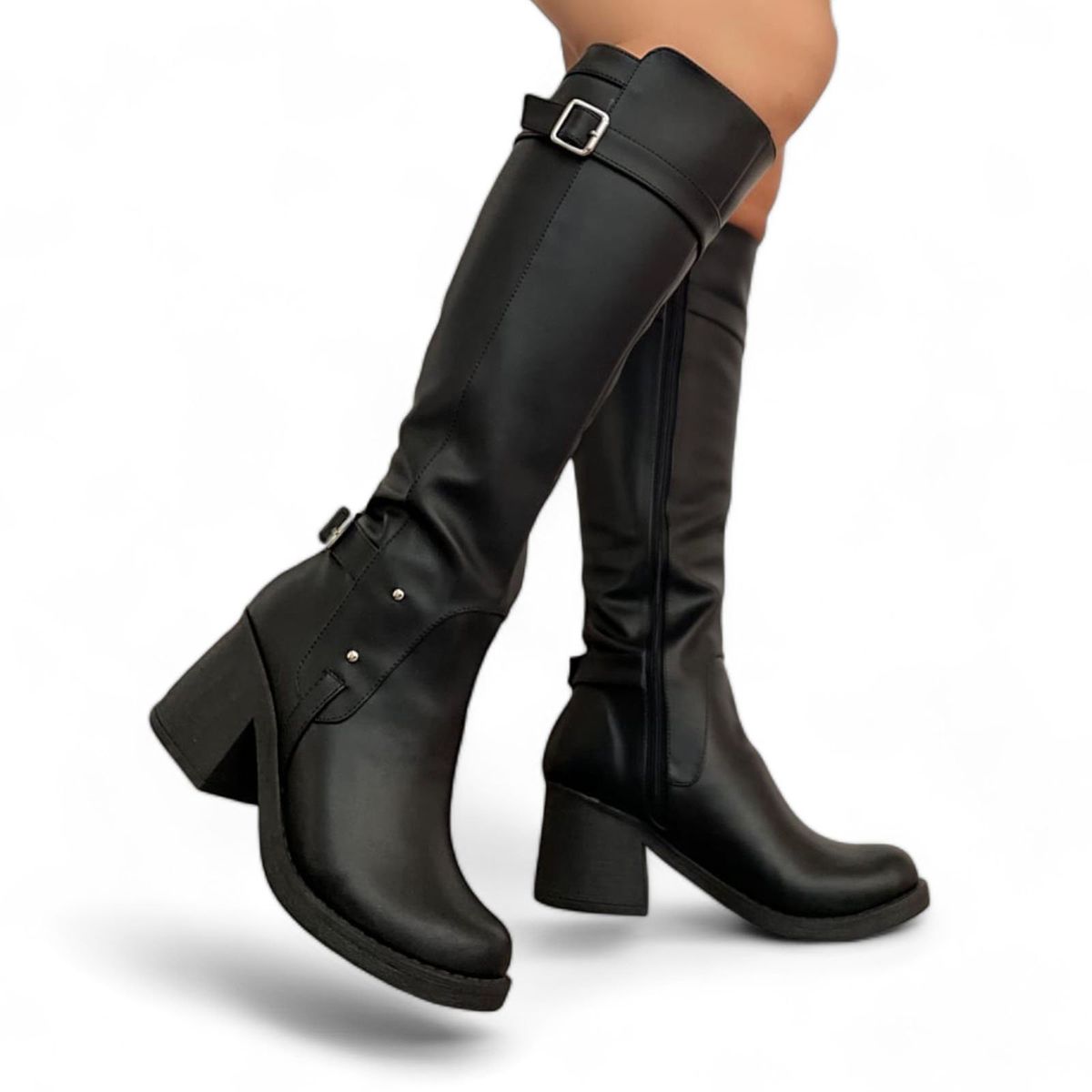 GENERICO - BOTIN mujer casual largas taco 5potra1036L-75 color negro.-