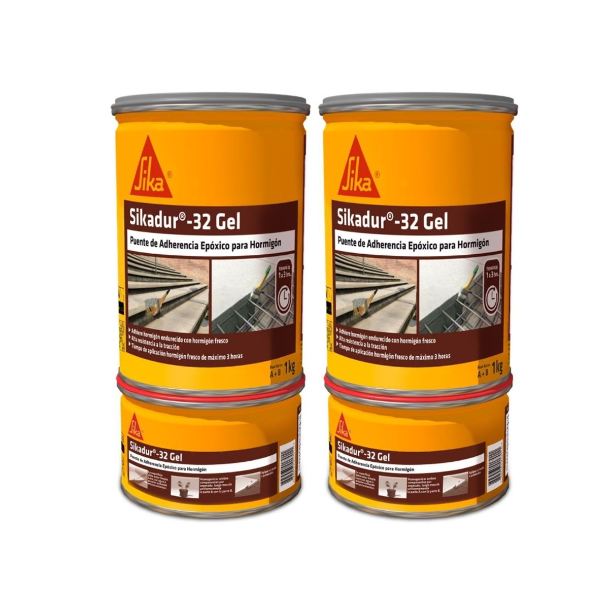 SIKA - Pack 2 Und Adhesivo epóxico para unir concreto Sikadur 32 Gel 1Kg