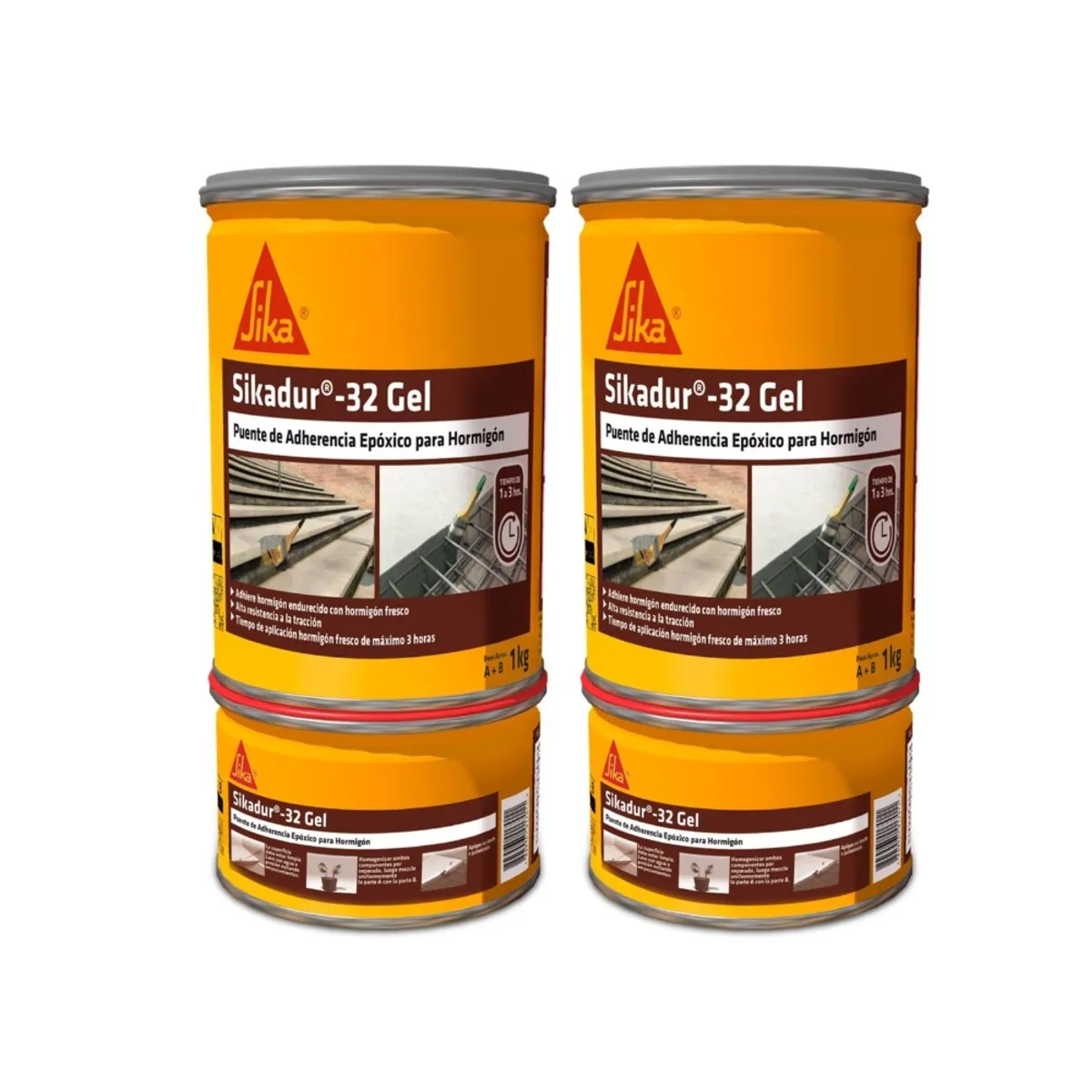 SIKA - Pack 2 Und Adhesivo epóxico para unir concreto Sikadur 32 Gel 1Kg