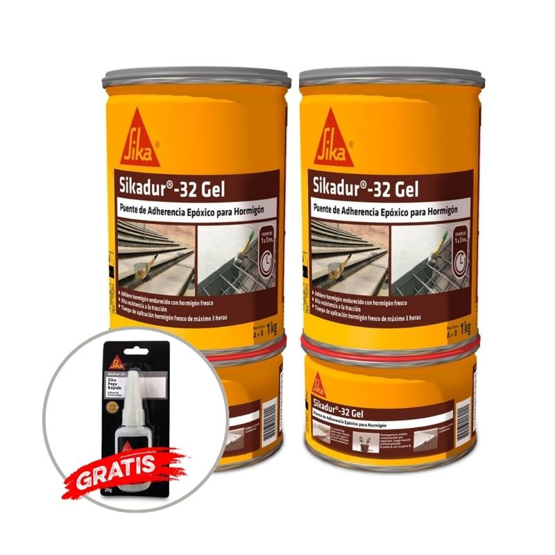 SIKA - Pack 2 Und Adhesivo epóxico para unir concreto Sikadur 32 Gel 1Kg