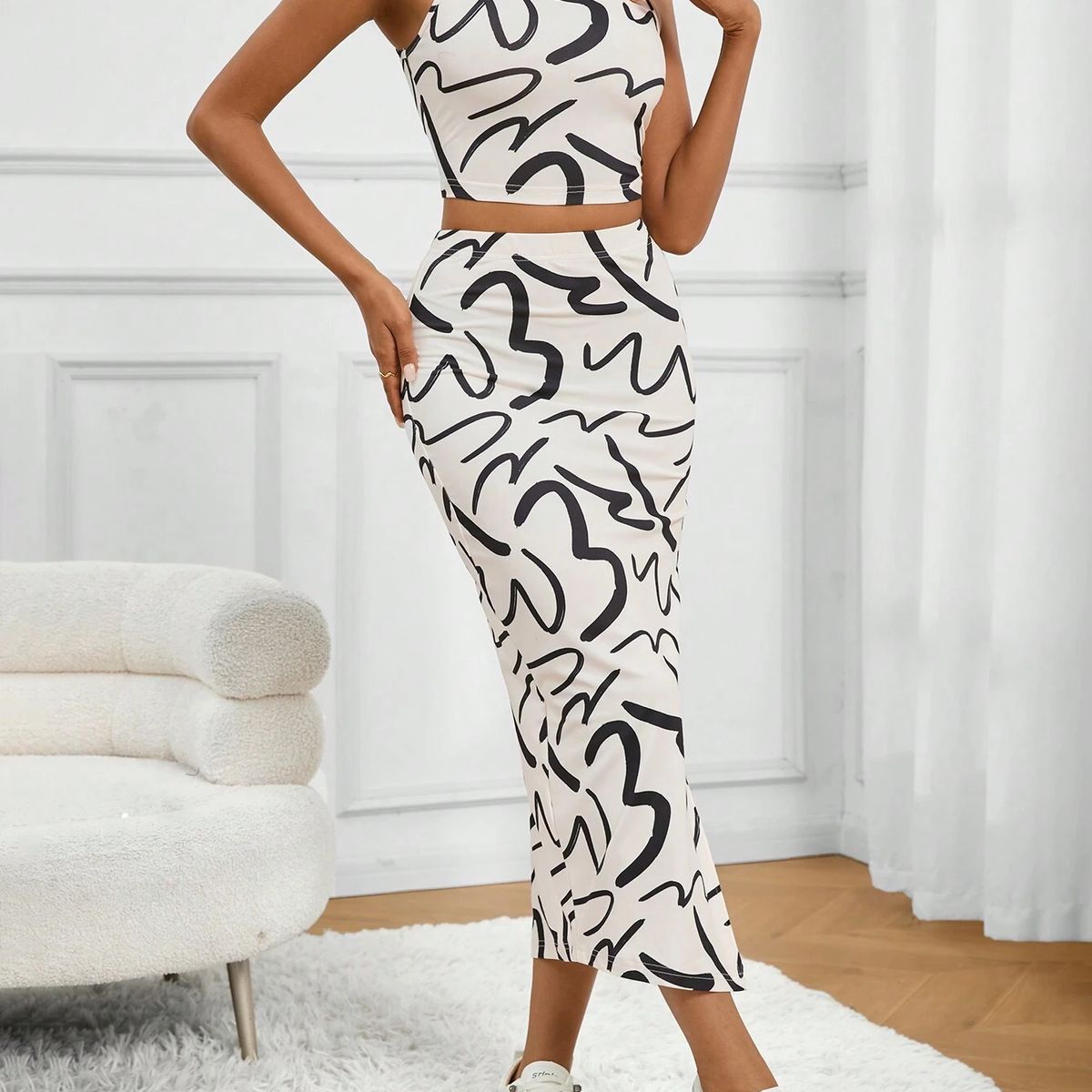 GENERICO - Conjunto Nova top y falda con print de pinceladas