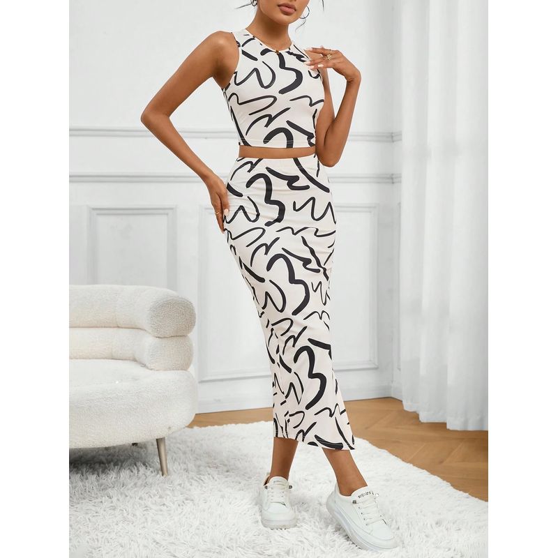 GENERICO - Conjunto Nova top y falda con print de pinceladas