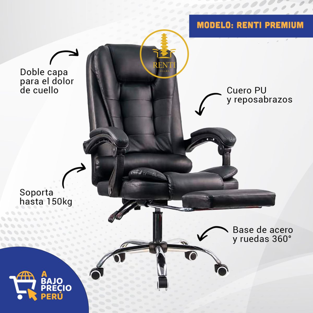 GENERICO - Silla Ergonómica Gerencial reclinable- 7 Masajes color ámbar